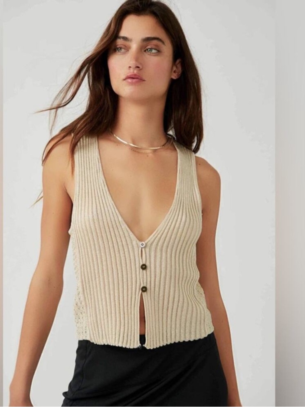 FREE PEOPLE Seascape Tank Vest NWT 
Size: large
Color: Conch Combo / Metallic